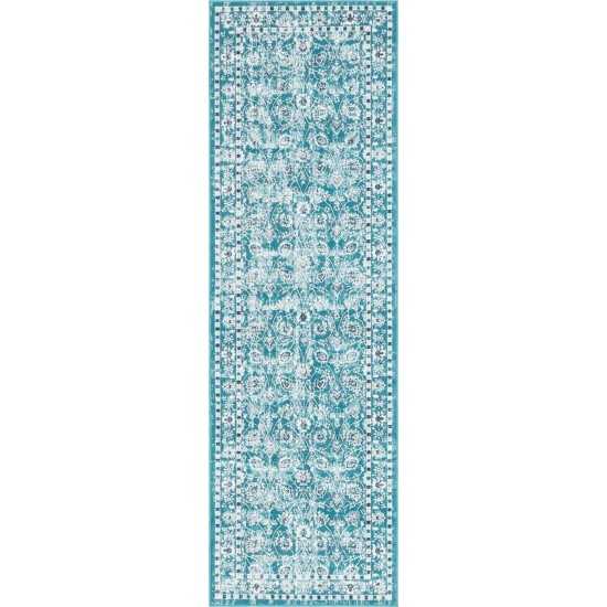 Rug Unique Loom Aarhus Teal Runner 3' 0 x 10' 0