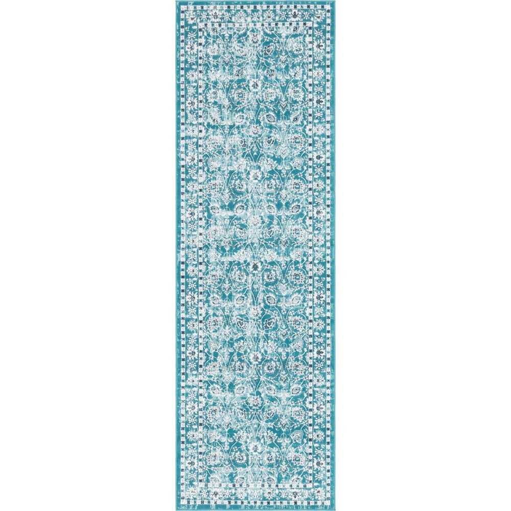 Rug Unique Loom Aarhus Teal Runner 3' 0 x 10' 0 Rug Unique Loom Aarhus Teal Runner 3' 0 x 10' 0