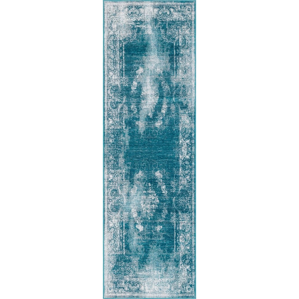 Rug Unique Loom Aarhus Blue Runner 3' 0 x 10' 0 Rug Unique Loom Aarhus Blue Runner 3' 0 x 10' 0