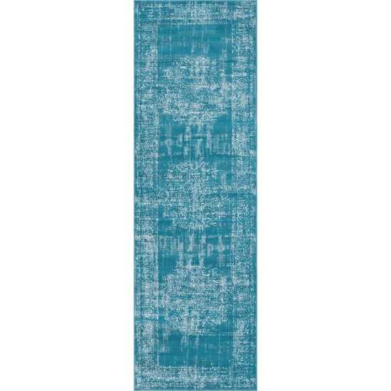 Rug Unique Loom Aarhus Teal Runner 3' 0 x 10' 0