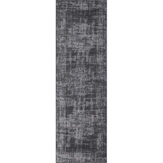 Rug Unique Loom Aarhus Dark Gray Runner 3' 0 x 10' 0