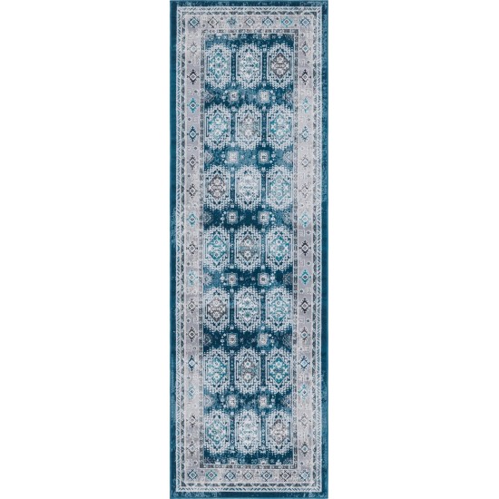 Rug Unique Loom Aarhus Blue Runner 3' 0 x 10' 0