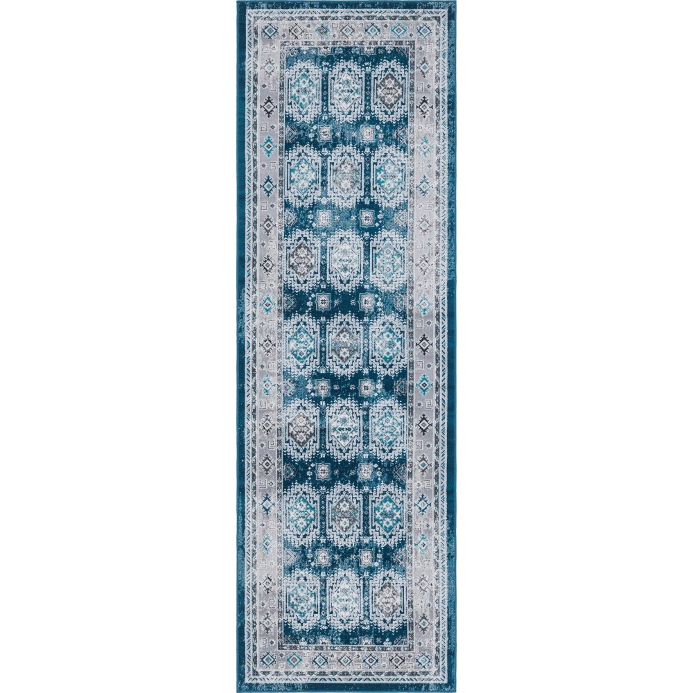 Rug Unique Loom Aarhus Blue Runner 3' 0 x 10' 0 Rug Unique Loom Aarhus Blue Runner 3' 0 x 10' 0