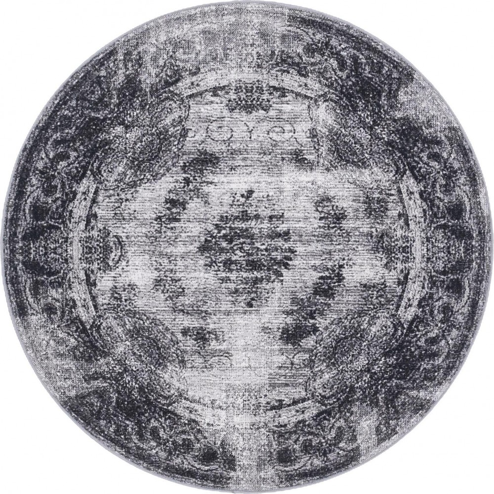 Rug Unique Loom Aarhus Gray Round 5' 0 x 5' 0 Rug Unique Loom Aarhus Gray Round 5' 0 x 5' 0