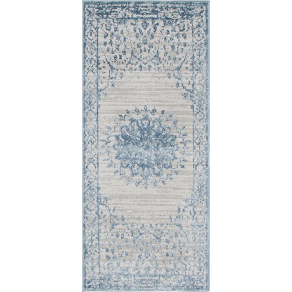 Rug Unique Loom Aberdeen Blue Runner 2' 7 x 6' 0