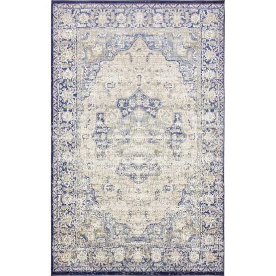 Rug Unique Loom Augustus Blue Rectangular 5' 0 x 8' 0