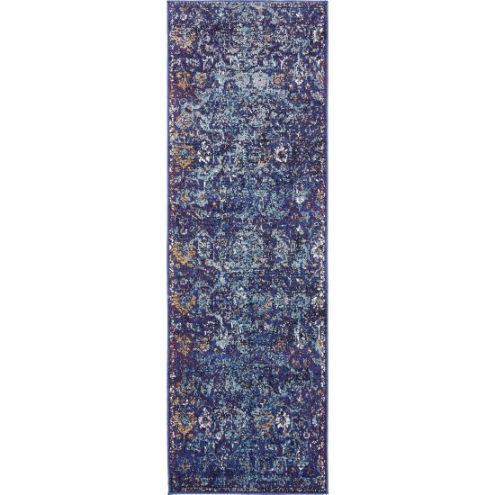 Rug Unique Loom Augustus Navy Blue Runner 2' 2 x 6' 7