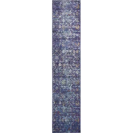 Rug Unique Loom Augustus Navy Blue Runner 2' 7 x 12' 2