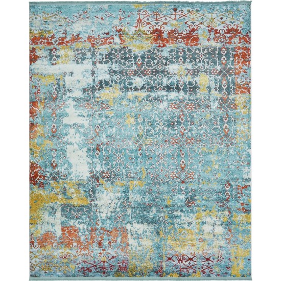 Rug Unique Loom Baracoa Teal Rectangular 8' 4 x 10' 0