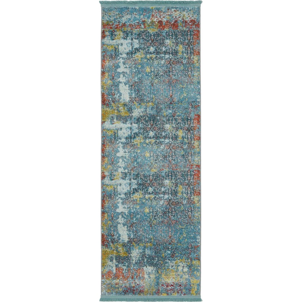 Rug Unique Loom Baracoa Teal Runner 2' 2 x 6' 0