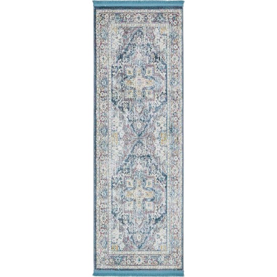 Rug Unique Loom Baracoa Blue Runner 2' 2 x 6' 0