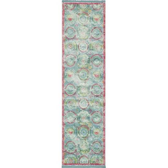 Rug Unique Loom Baracoa Turquoise Runner 2' 7 x 10' 0