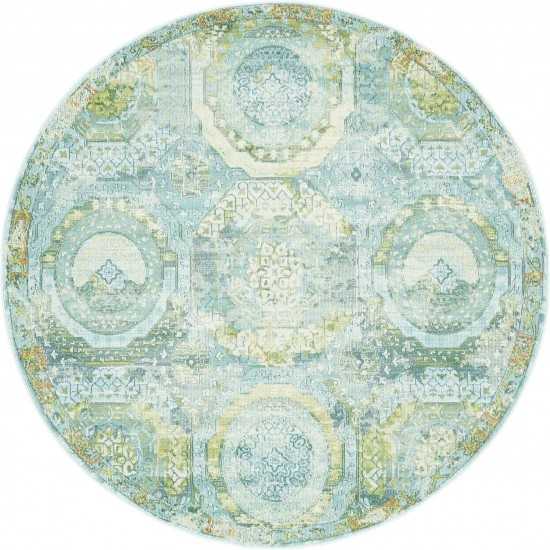 Rug Unique Loom Baracoa Light Blue Round 5' 5 x 5' 5