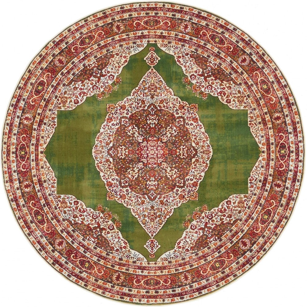 Rug Unique Loom Baracoa Green Round 5' 5 x 5' 5