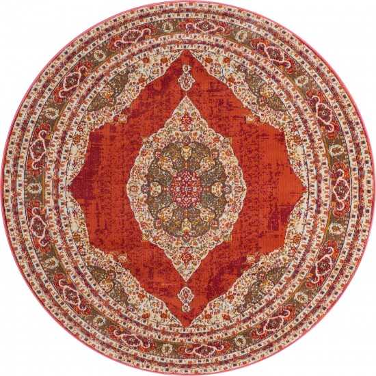 Rug Unique Loom Baracoa Red Round 5' 5 x 5' 5