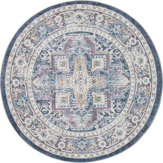 Rug Unique Loom Baracoa Blue Round 5' 5 x 5' 5