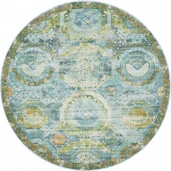 Rug Unique Loom Baracoa Light Blue Round 8' 4 x 8' 4