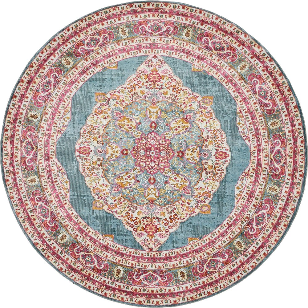 Rug Unique Loom Baracoa Turquoise Round 8' 4 x 8' 4