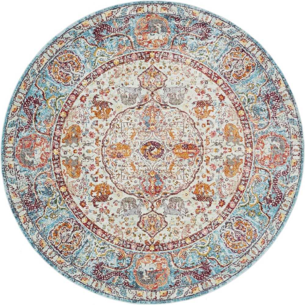 Rug Unique Loom Baracoa Light Blue Round 8' 4 x 8' 4