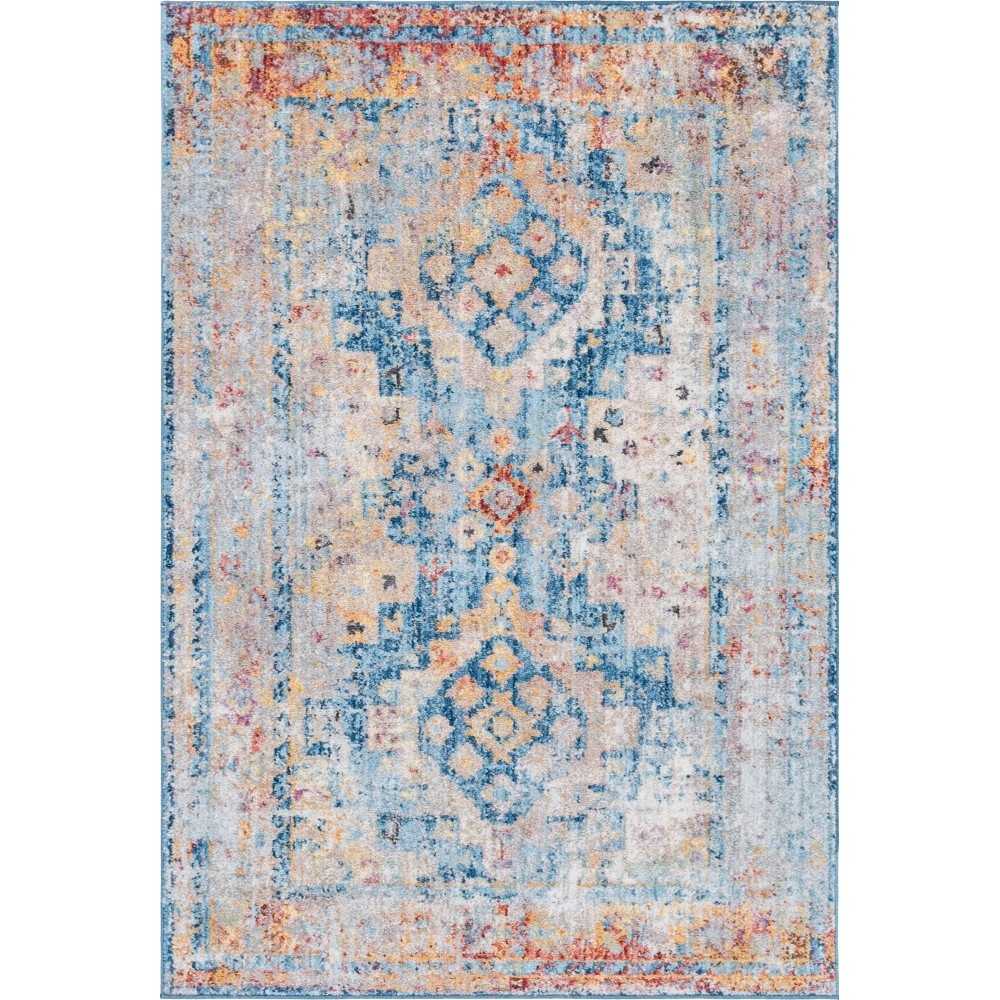 Rug Unique Loom Basilica Blue Rectangular 4' 0 x 6' 0 Rug Unique Loom Basilica Blue Rectangular 4' 0 x 6' 0