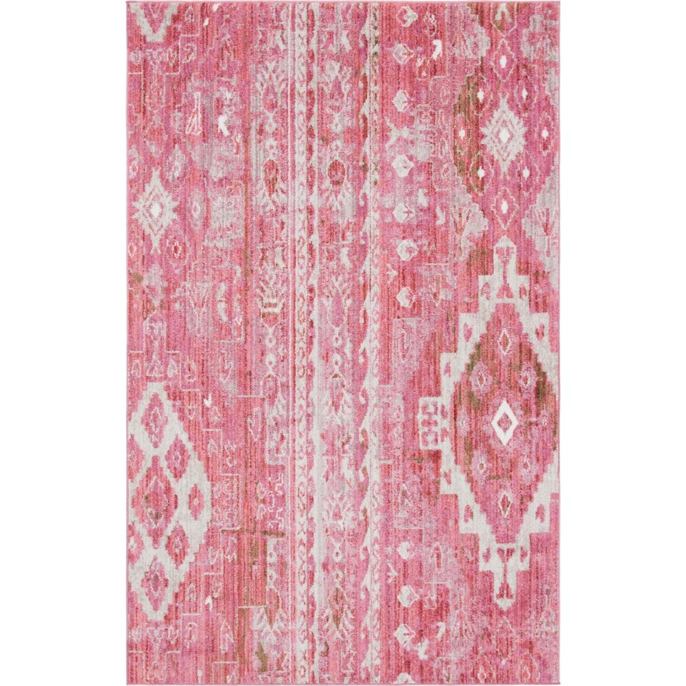 Rug Unique Loom Basilica Pink Rectangular 5' 0 x 8' 0