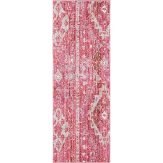 Rug Unique Loom Basilica Pink Runner 2' 2 x 6' 0