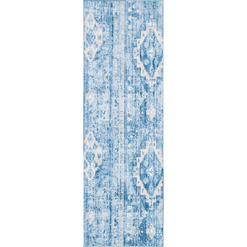 Rug Unique Loom Basilica Blue Runner 2' 7 x 8' 2