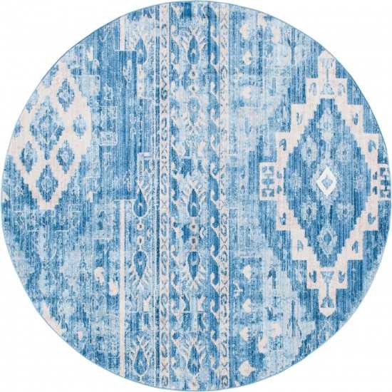 Rug Unique Loom Basilica Blue Round 8' 0 x 8' 0