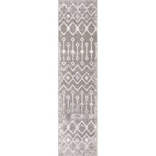 Rug Unique Loom Bohemian Trellis Gray Runner 2' 0 x 8' 0