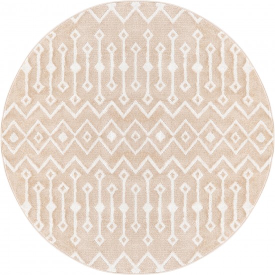 Rug Unique Loom Bohemian Trellis Beige Round 5' 3 x 5' 3