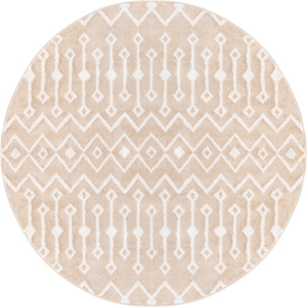 Rug Unique Loom Bohemian Trellis Beige Round 5' 3 x 5' 3