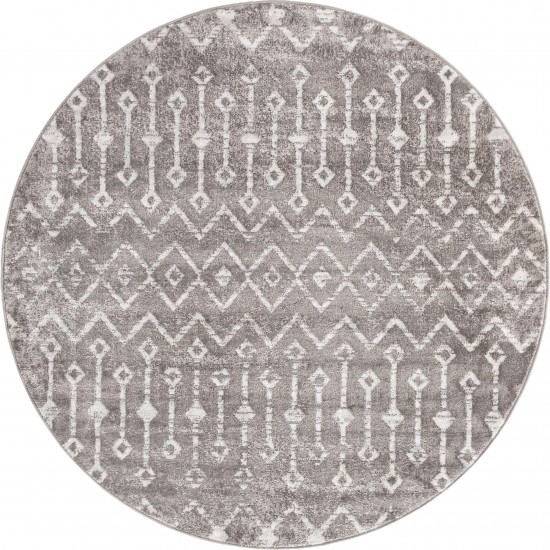 Rug Unique Loom Bohemian Trellis Gray Round 5' 3 x 5' 3