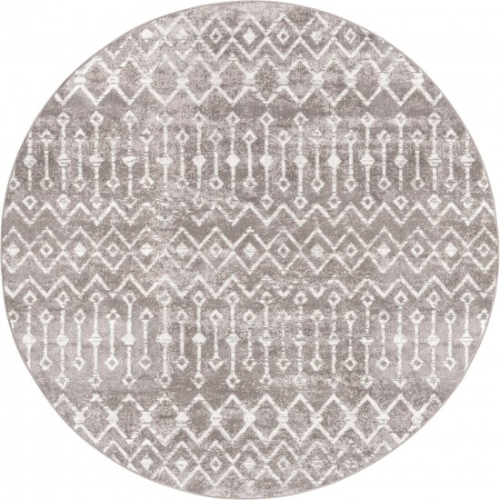 Rug Unique Loom Bohemian Trellis Gray Round 7' 0 x 7' 0