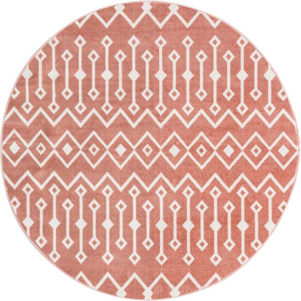 Rug Unique Loom Bohemian Trellis Pink Round 7' 0 x 7' 0