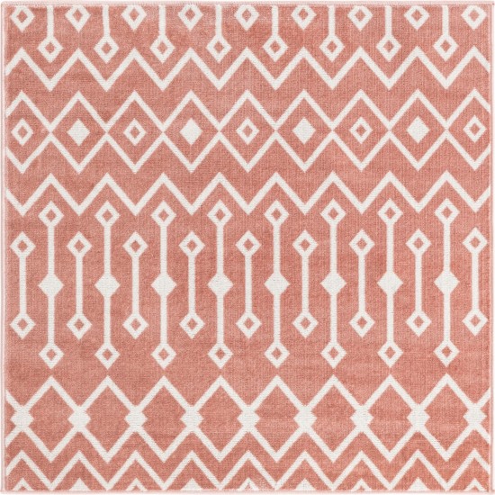 Rug Unique Loom Bohemian Trellis Pink Square 4' 0 x 4' 0