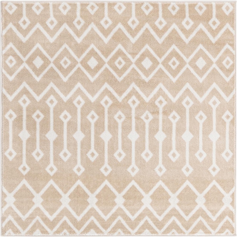 Rug Unique Loom Bohemian Trellis Beige Square 4' 0 x 4' 0