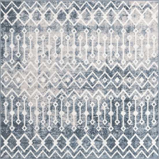 Rug Unique Loom Bohemian Trellis Blue Square 6' 0 x 6' 0