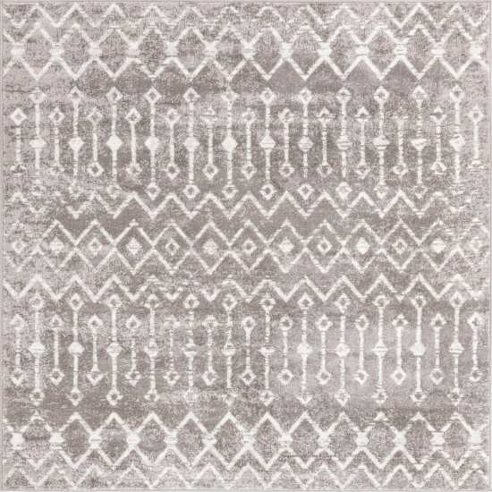 Rug Unique Loom Bohemian Trellis Gray Square 6' 0 x 6' 0