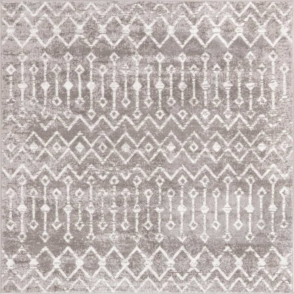 Rug Unique Loom Bohemian Trellis Gray Square 6' 0 x 6' 0