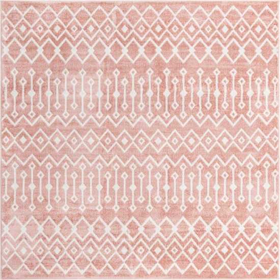 Rug Unique Loom Bohemian Trellis Pink Square 6' 0 x 6' 0