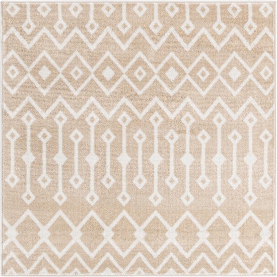 Rug Unique Loom Bohemian Trellis Beige Square 6' 0 x 6' 0