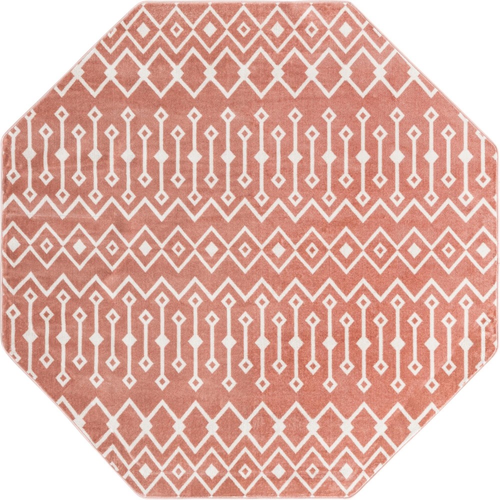 Rug Unique Loom Bohemian Trellis Pink Octagon 7' 0 x 7' 0