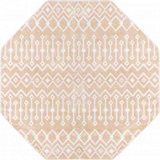 Rug Unique Loom Bohemian Trellis Beige Octagon 7' 0 x 7' 0