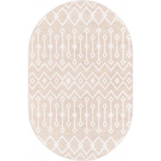 Rug Unique Loom Bohemian Trellis Beige Oval 4' 0 x 6' 0