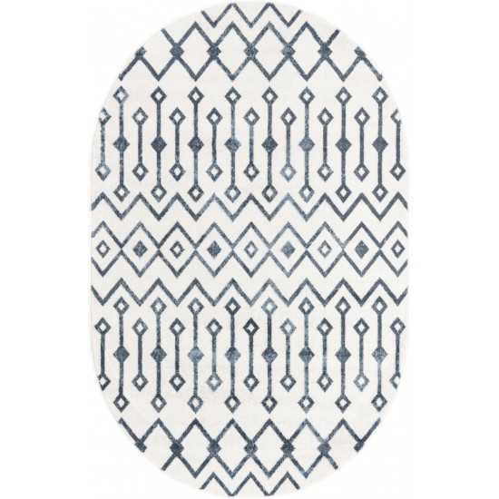 Rug Unique Loom Bohemian Trellis Ivory Oval 4' 0 x 6' 0