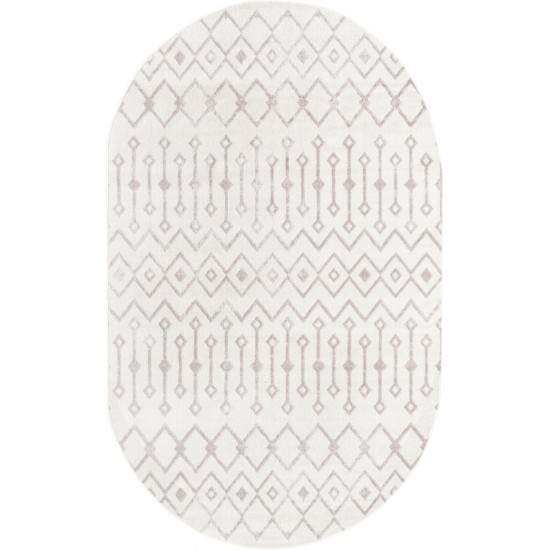 Rug Unique Loom Bohemian Trellis Pearl Oval 4' 0 x 6' 0