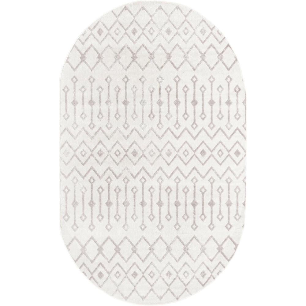 Rug Unique Loom Bohemian Trellis Pearl Oval 4' 0 x 6' 0