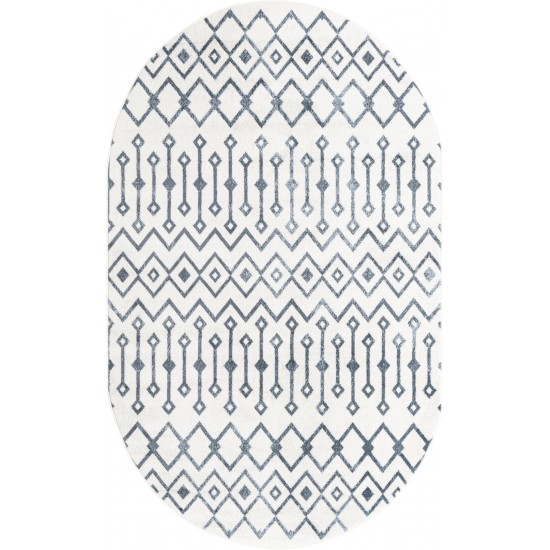 Rug Unique Loom Bohemian Trellis Ivory Oval 5' 3 x 8' 0