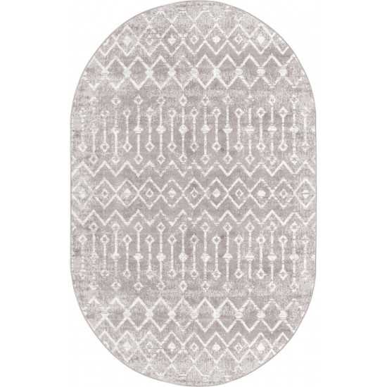 Rug Unique Loom Bohemian Trellis Gray Oval 5' 3 x 8' 0