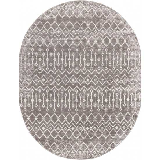 Rug Unique Loom Bohemian Trellis Gray Oval 8' 0 x 10' 0